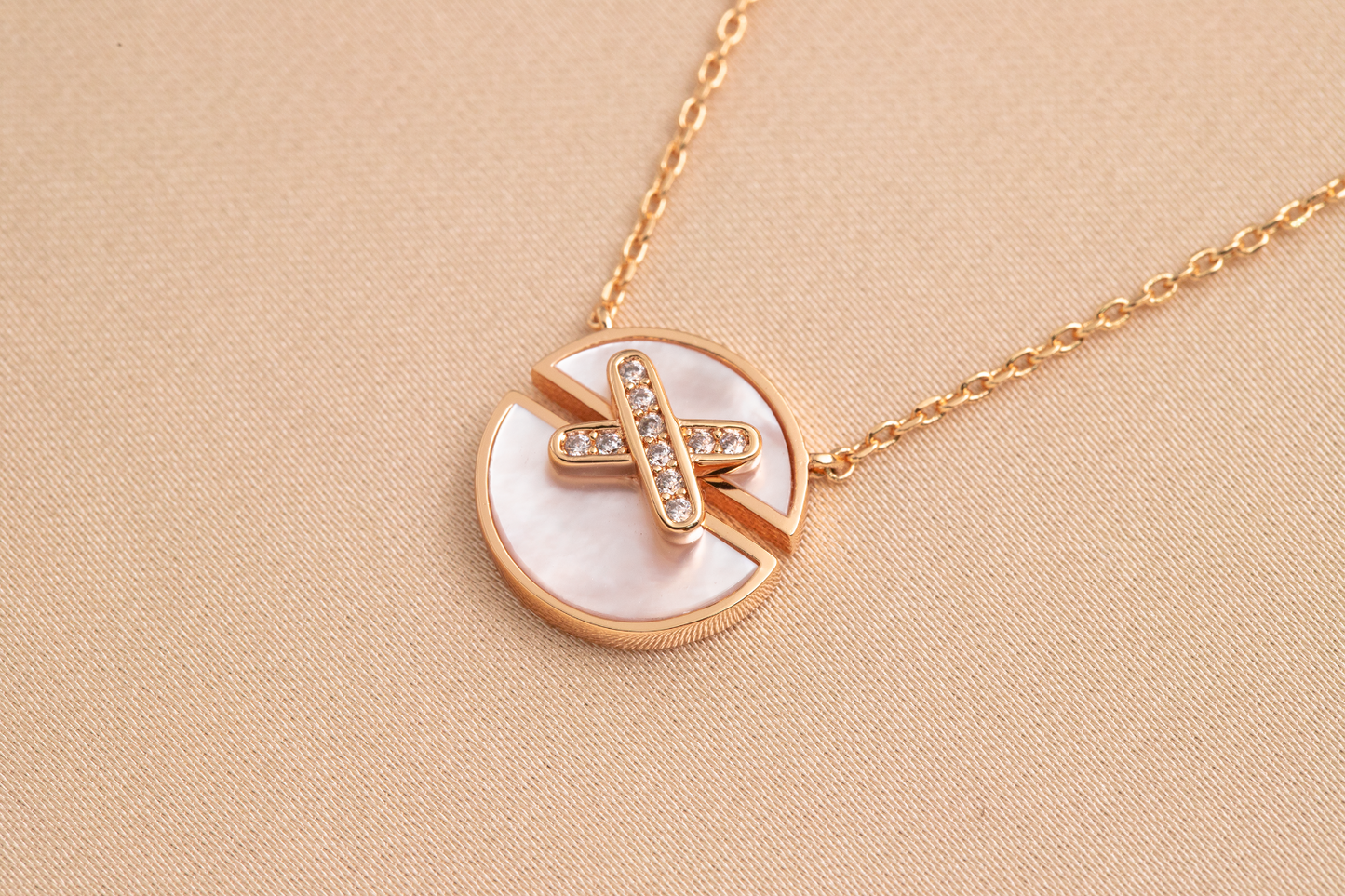 [moco jewelrys]JEUX PINK GOLD DIAMOND HALSKETTE