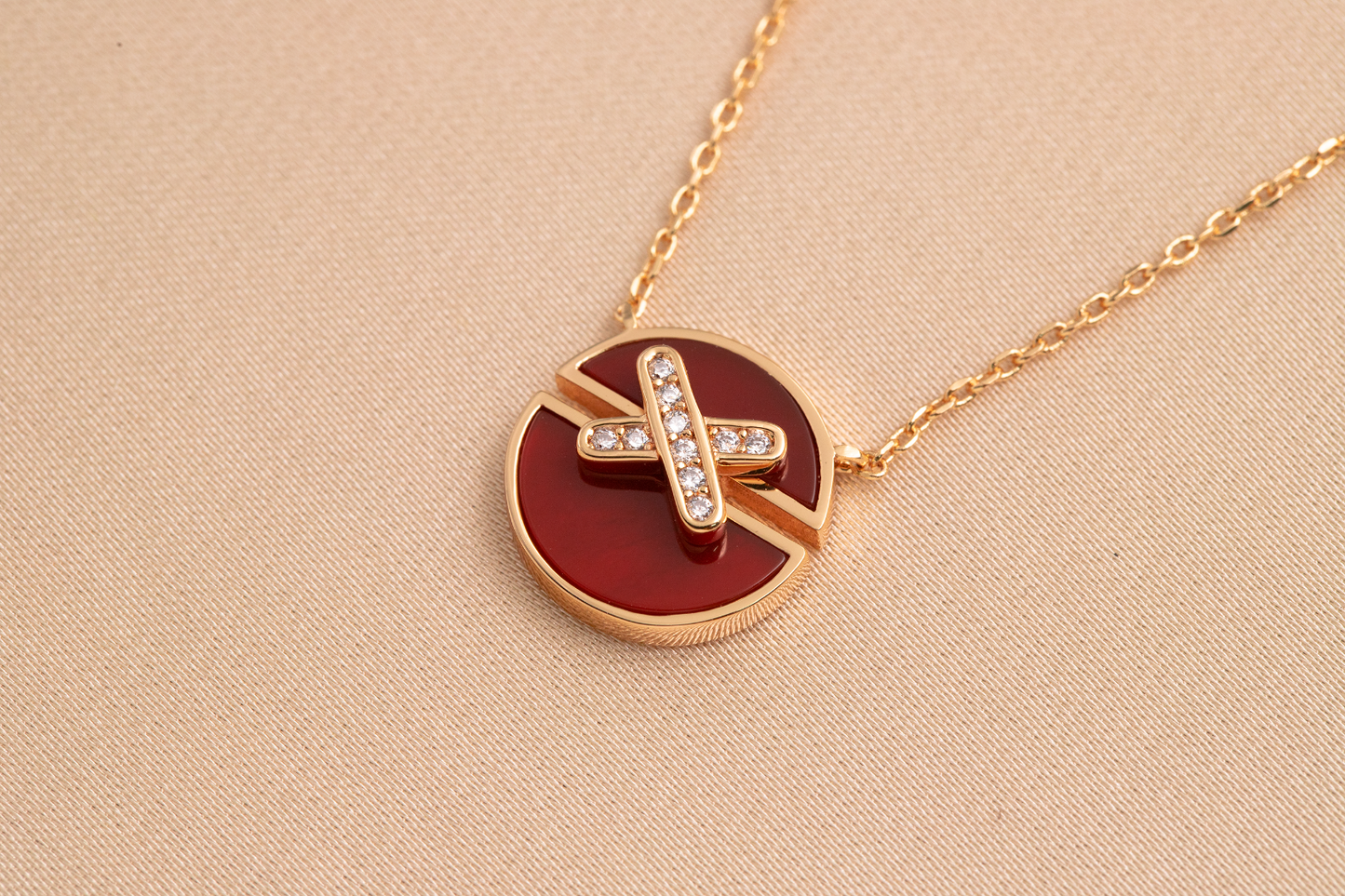 [moco jewelrys]JEUX PINK GOLD DIAMOND HALSKETTE