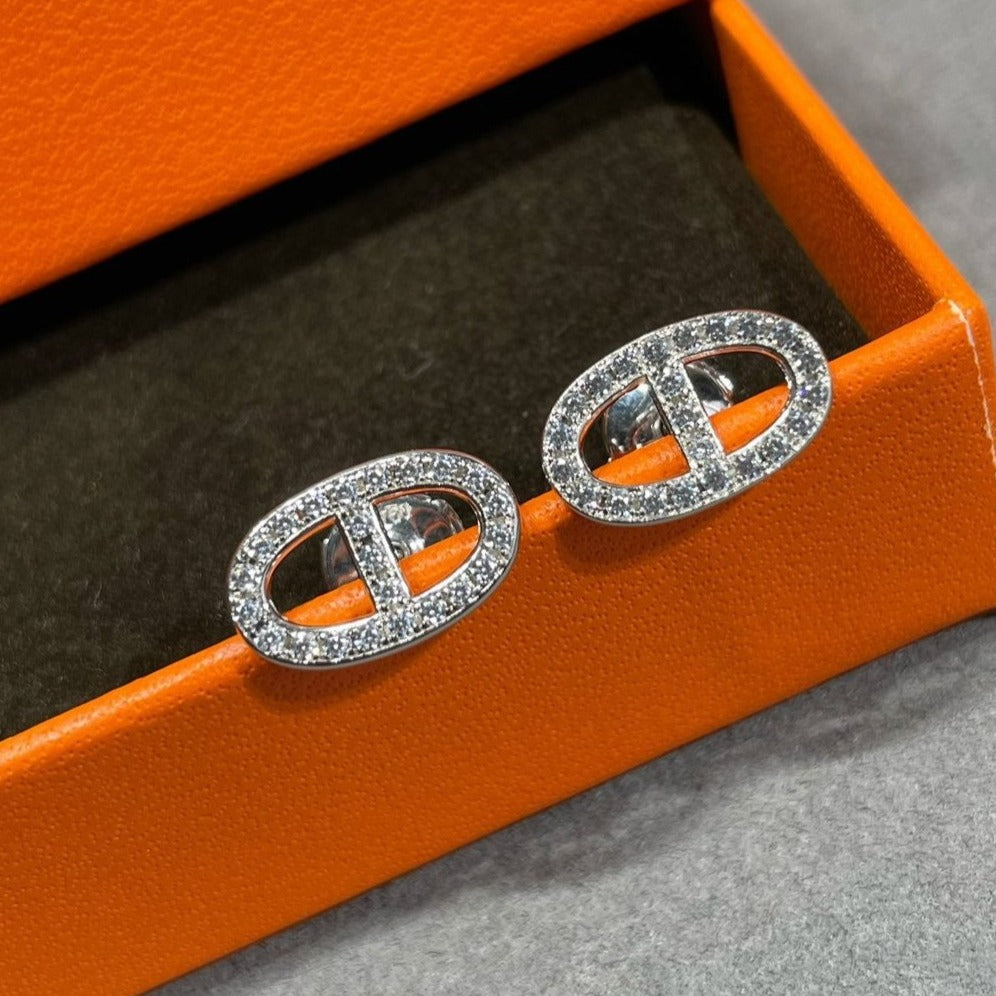 ¡®Moco¡¯HM FULL DIAMOND PIG NOSE STUD EARRINGS
