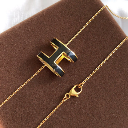 [moco jewelrys]HM CLIC SCHWARZ EMAILLE GOLD HALSKETTE