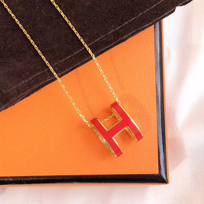[moco jewelrys]HM CLIC RED ENAMEL GOLD NECKLACE