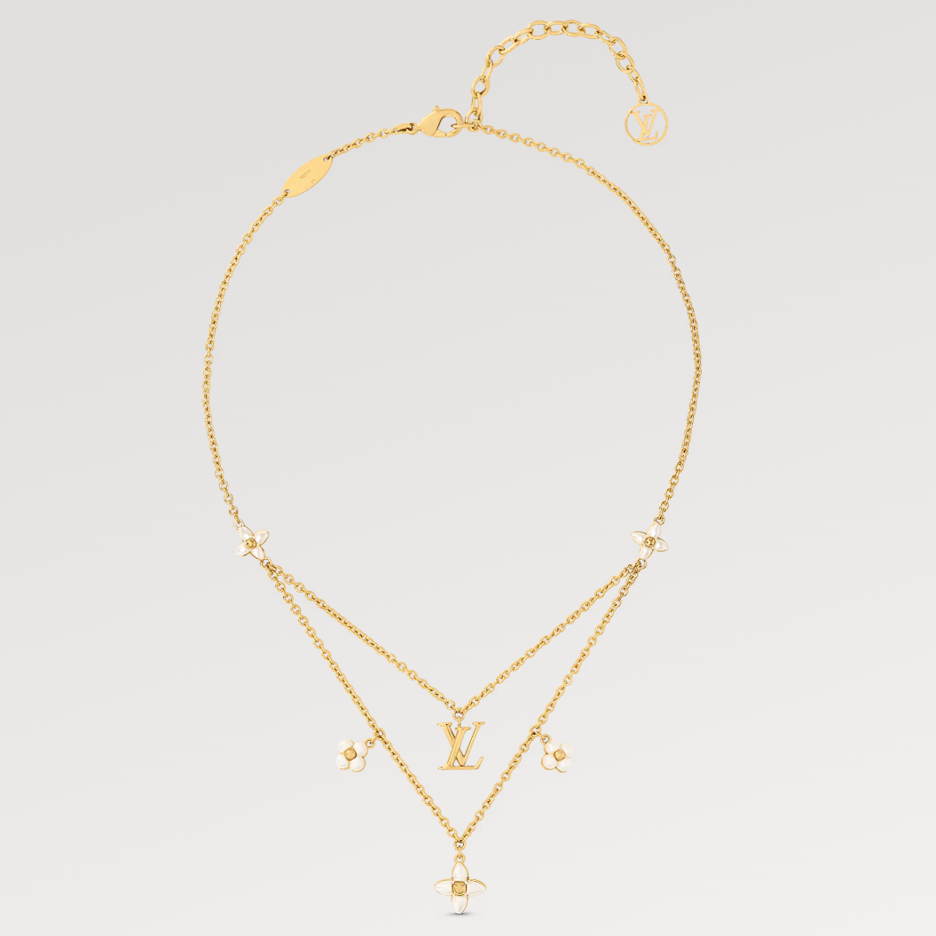 [moco jewelrys]FLOWERGRAM GOLD MOP DOUBLE ROW NECKLACE
