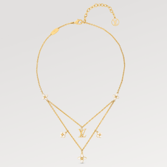 [moco jewelrys]FLOWERGRAM GOLD MOP DOUBLE ROW NECKLACE