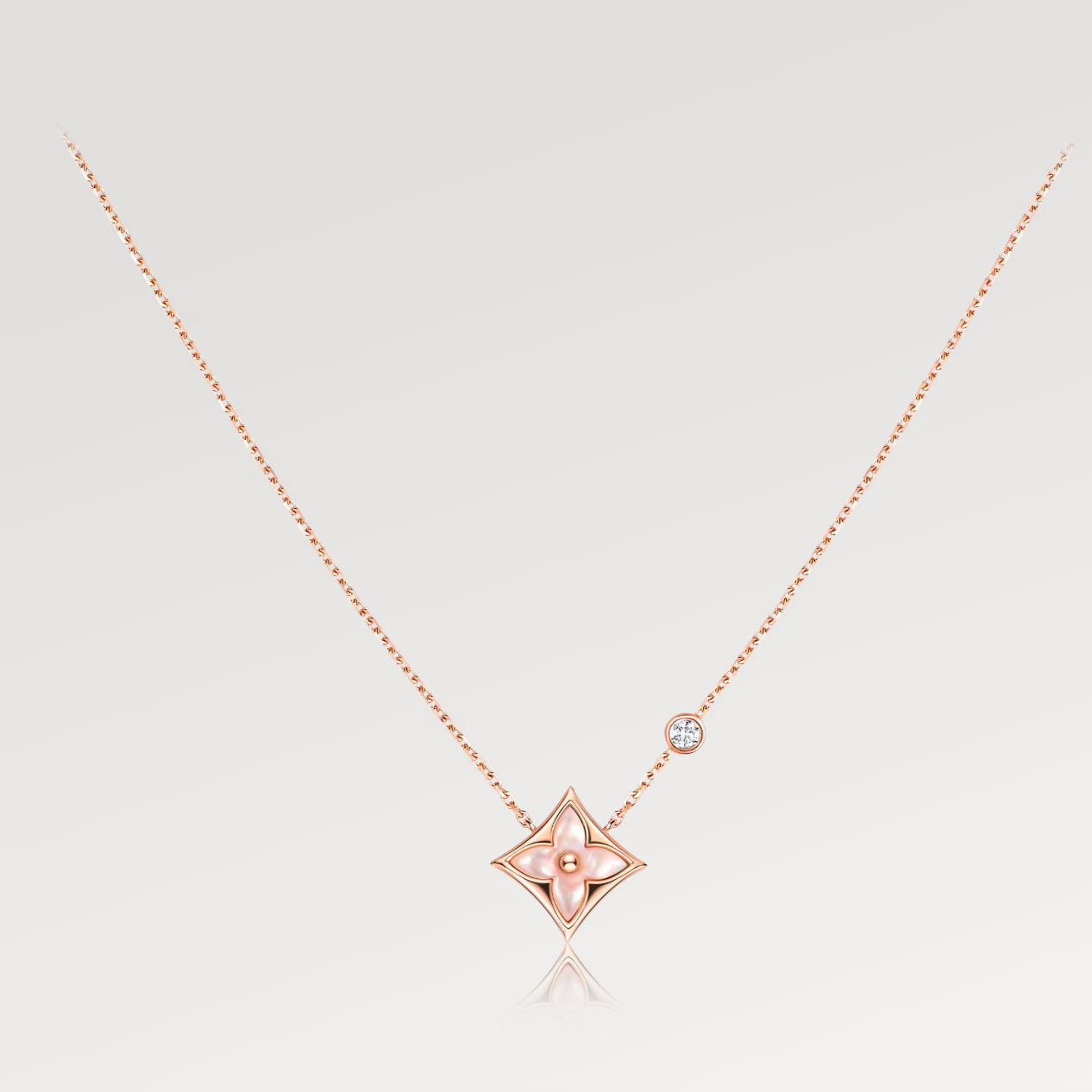 [moco jewelrys]STAR PINK MOP 1 DIAMOND PINK GOLD NECKLACE