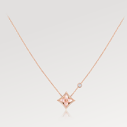 [moco jewelrys]STAR PINK MOP 1 DIAMOND PINK GOLD NECKLACE
