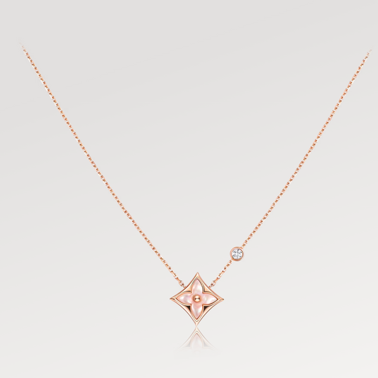 [moco jewelrys]STAR PINK MOP 1 DIAMOND PINK GOLD NECKLACE