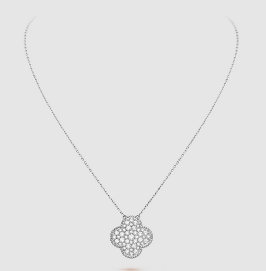 [moco jewelrys]KLEE 25MM GROSSER ANHÄNGER DIAMANT-PAVIERT SILBER HALSKETTE