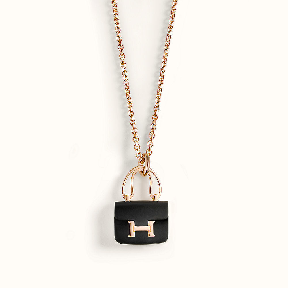 [moco jewelrys]CONSTANCE SCHWARZ ANHÄNGER ROSÉGOLD KETTE