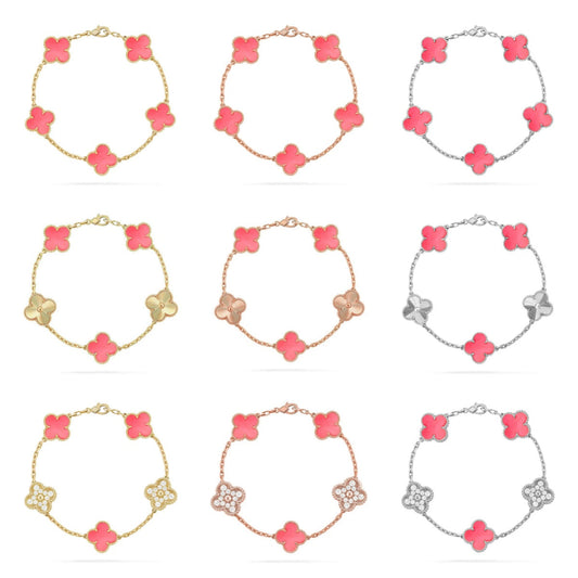 [Moco jewelrys] KLEEBATT 5 MOTIVE ROSA PERLMUTT ARMBAND KOLLEKTION