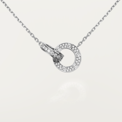 [moco jewelrys]LOVE 7.6MM HALSKETTE ROSÉGOLD UND SILBER VOLL BESETZT MIT DIAMANTEN