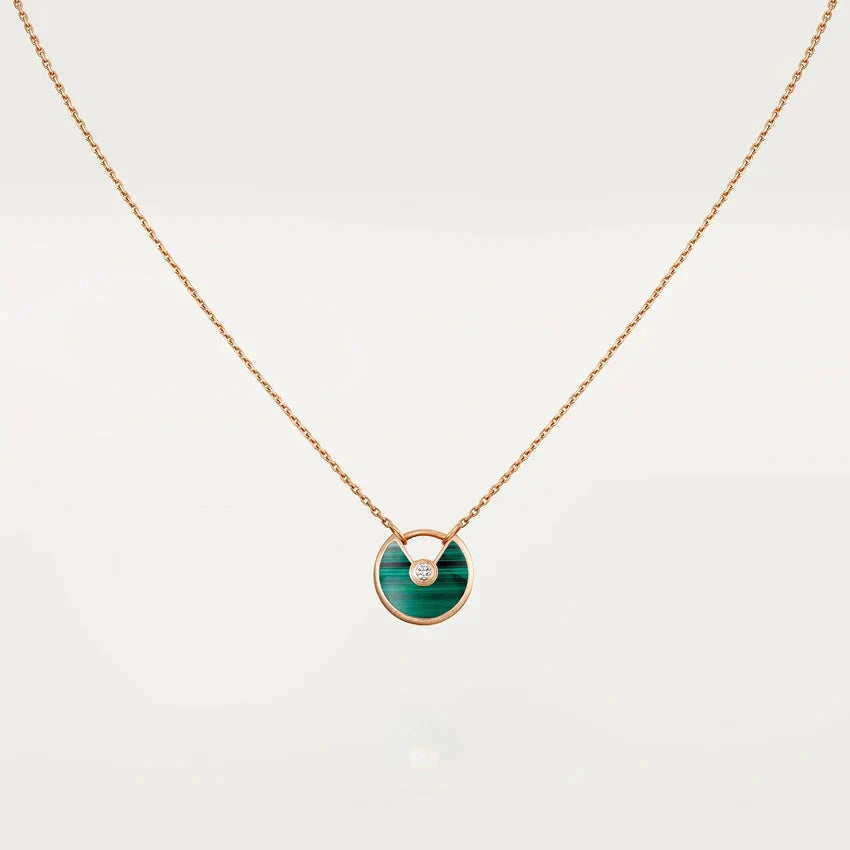 [moco jewelrys]AMULETTE ROSE GOLD MALACHITE NECKLACE