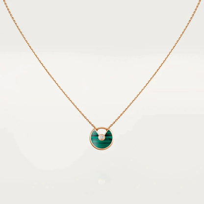 [moco jewelrys]AMULETTE ROSE GOLD MALACHITE NECKLACE