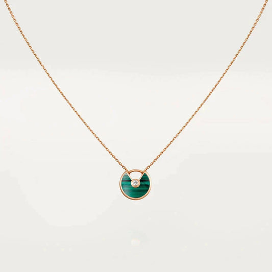 [moco jewelrys]AMULETT ROSÉGOLD MALACHIT HALSKETTE