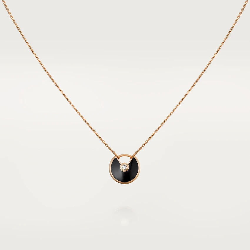 [moco jewelrys]AMULETTE ROSE GOLD ONYX NECKLACE