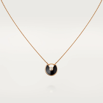 [moco jewelrys]AMULETTE ROSE GOLD ONYX NECKLACE