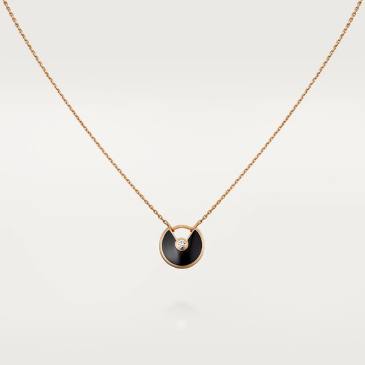 [moco jewelrys]AMULETT ROSÉGOLD ONYX HALSKETTE