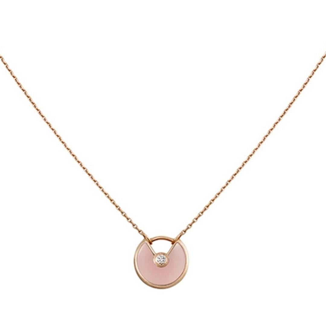 [moco jewelrys]AMULETT ROSÉGOLD PINK MOP HALSKETTE