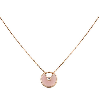 [moco jewelrys]AMULETT ROSÉGOLD PINK MOP HALSKETTE