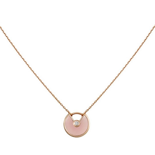 [moco jewelrys]AMULETT ROSÉGOLD PINK MOP HALSKETTE