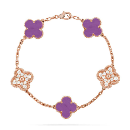 [Moco jewelrys] CLOVER 5 MOTIF VIOLET BRACELET COLLECTION