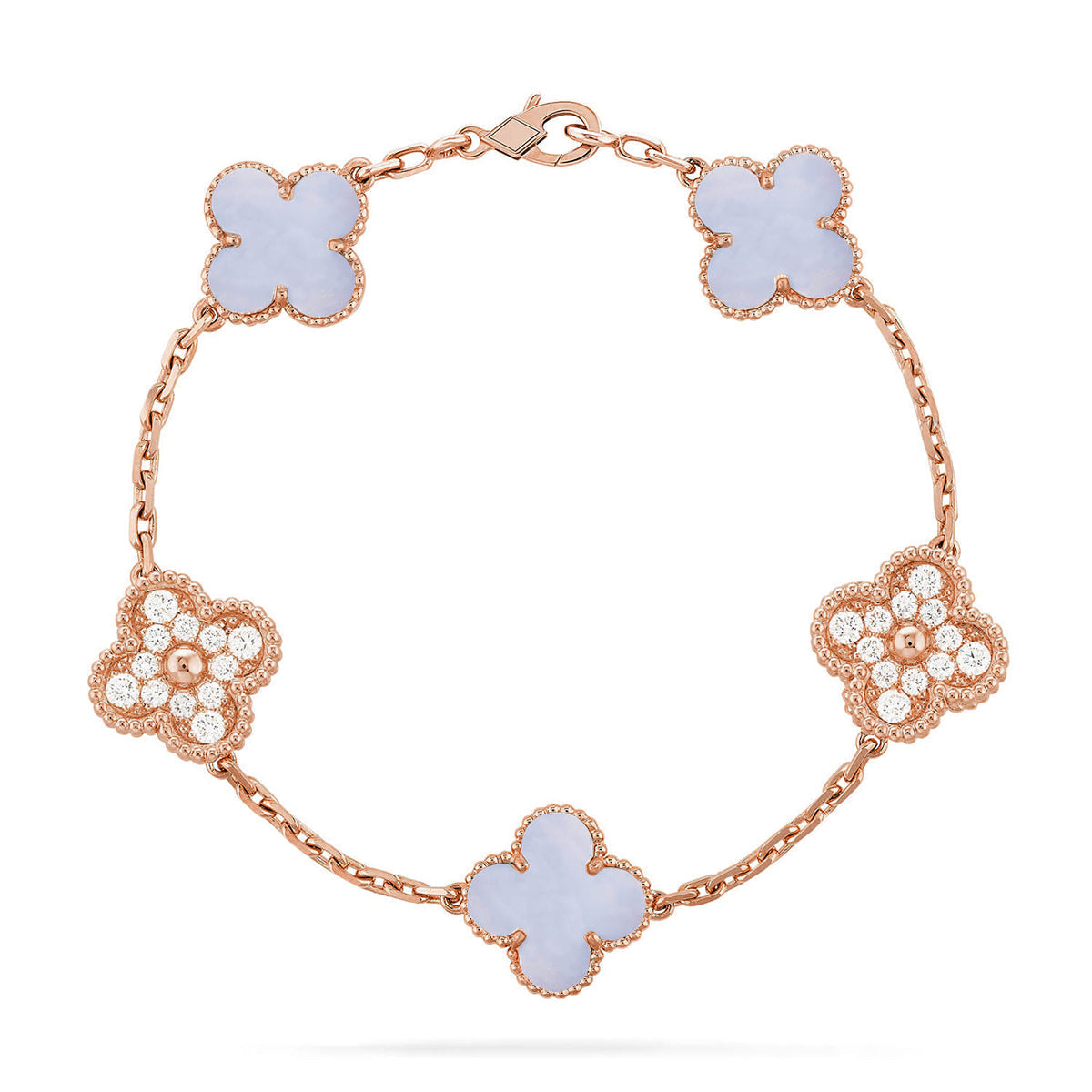 [Moco jewelrys] KLEEBATT 5 MOTIV VIOLETTER CHALCEDON ARMBAND KOLLEKTION