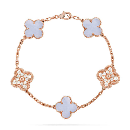 [Moco jewelrys] KLEEBATT 5 MOTIV VIOLETTER CHALCEDON ARMBAND KOLLEKTION