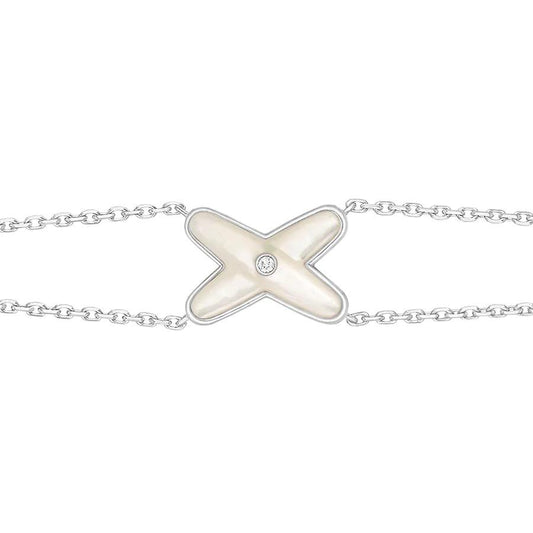 [moco jewelrys]JEUX ARMBAND WEISSER PERLMUTT SILBER 1 DIAMANT