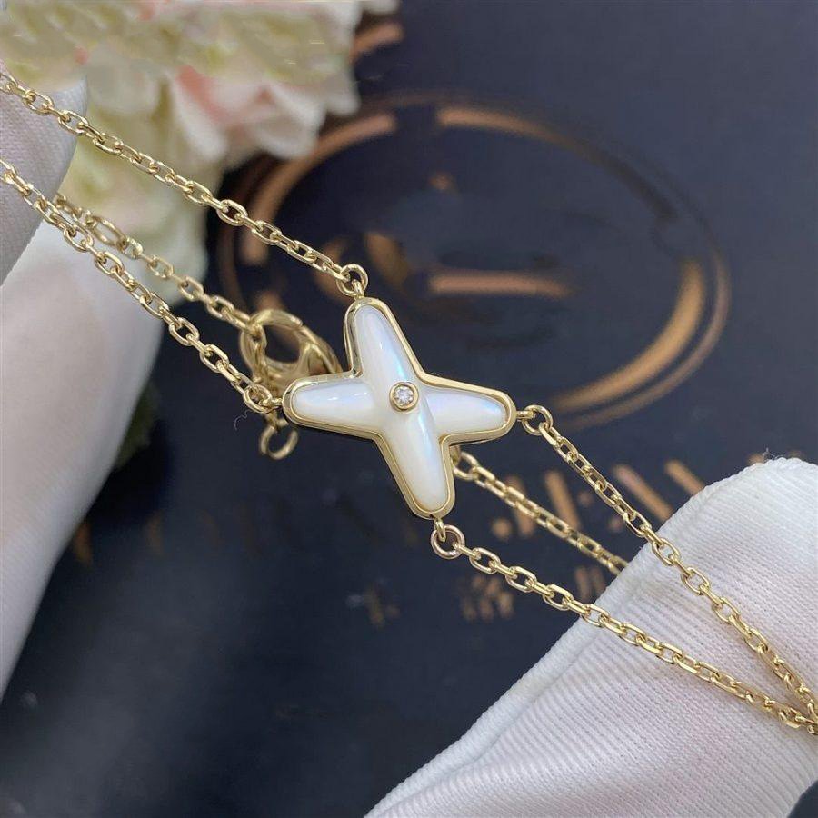 [moco jewelrys]JEUX ARMBAND WEISS PERLMUTT GOLD 1 DIAMANT