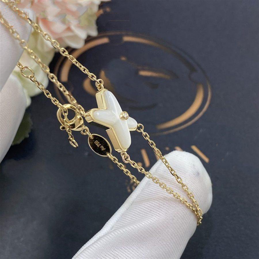 [moco jewelrys]JEUX ARMBAND WEISS PERLMUTT GOLD 1 DIAMANT