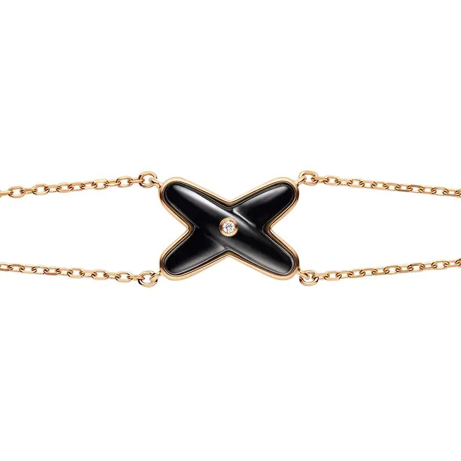 [moco jewelrys]ARMBAND ONYX ROSÉGOLD 1 DIAMANT
