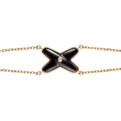 [moco jewelrys]ARMBAND ONYX ROSÉGOLD 1 DIAMANT
