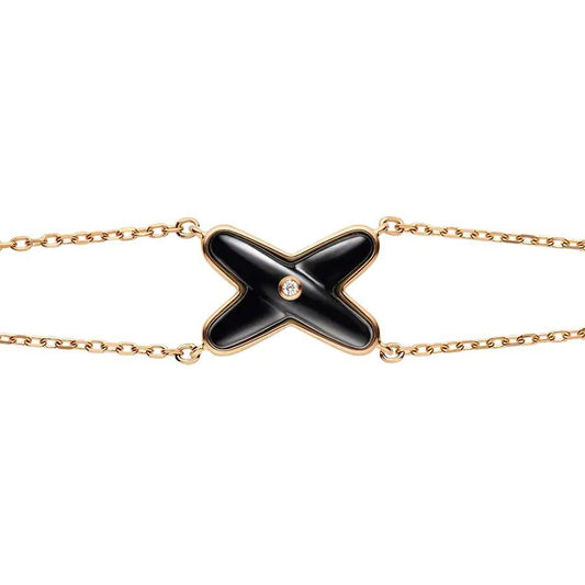 [moco jewelrys]ARMBAND ONYX ROSÉGOLD 1 DIAMANT