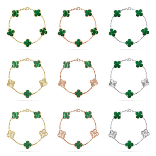 [Moco jewelrys] CLOVER 5 MOTIV MALACHIT ARMBAND KOLLEKTION
