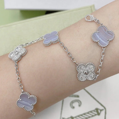 [Moco jewelrys] KLEEBATT 5 MOTIV VIOLETTER CHALCEDON ARMBAND KOLLEKTION