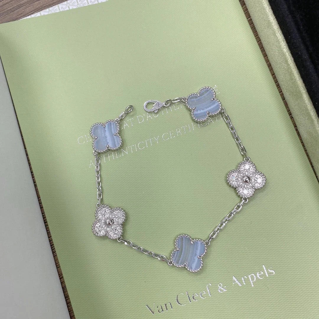 [Moco jewelrys] KLEEBATT 5 MOTIV VIOLETTER CHALCEDON ARMBAND KOLLEKTION