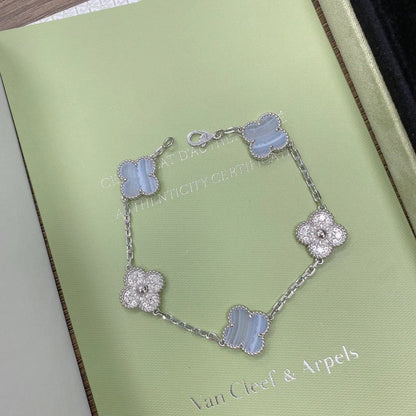 [Moco jewelrys] KLEEBATT 5 MOTIV VIOLETTER CHALCEDON ARMBAND KOLLEKTION