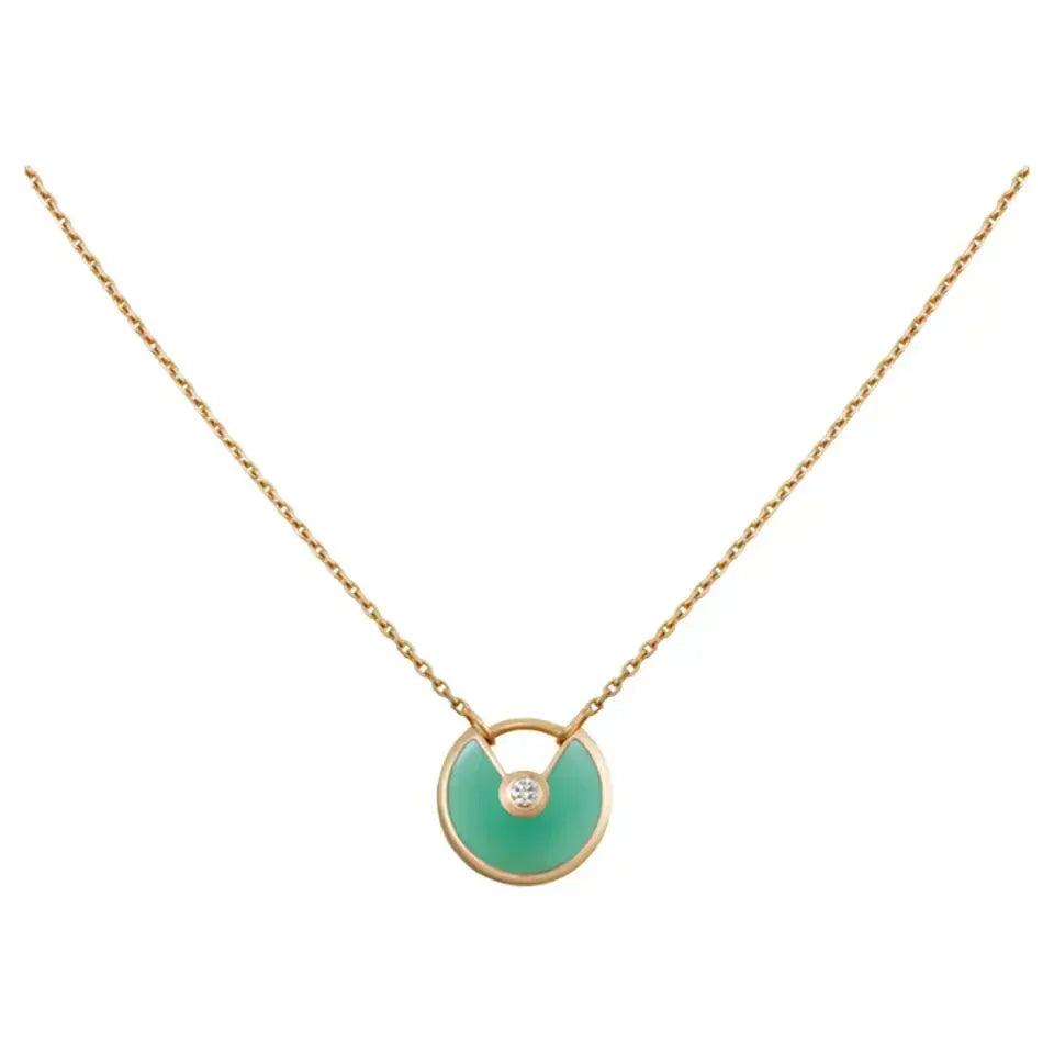 [moco jewelrys]AMULETT GOLD MALACHIT HALSKETTE