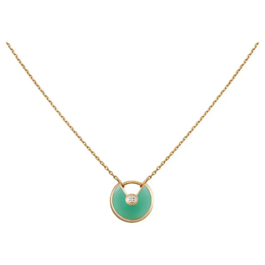 [moco jewelrys]AMULETT GOLD MALACHIT HALSKETTE