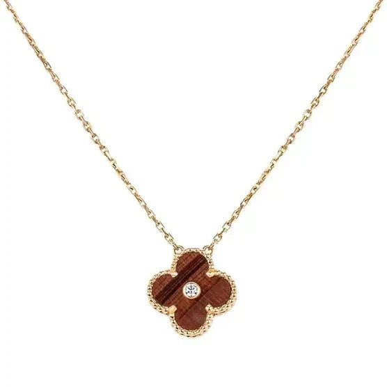 [moco jewelrys]KLEE 15MM DIAMANT- UND GELBES TIGERAUGE-ACHAT-Halskette