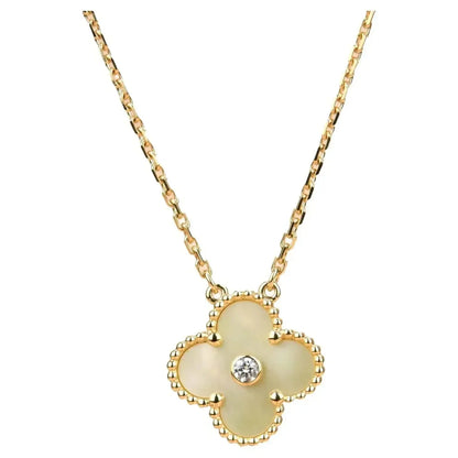 [moco jewelrys]CLOVER 15MM DIAMOND GOLD MOTHER OF PEARL NECKLACE