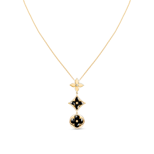 [moco jewelrys]STAR AND SUN ONYX PINK GOLD NECKLACE