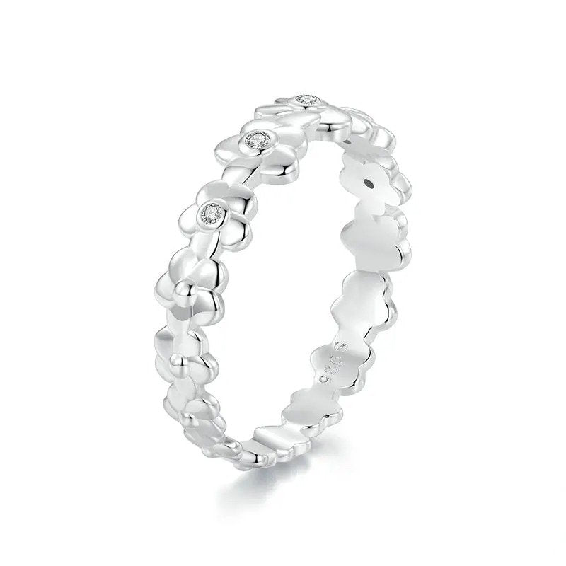 Blumenring mit Zirkonia, Statement-Bandring