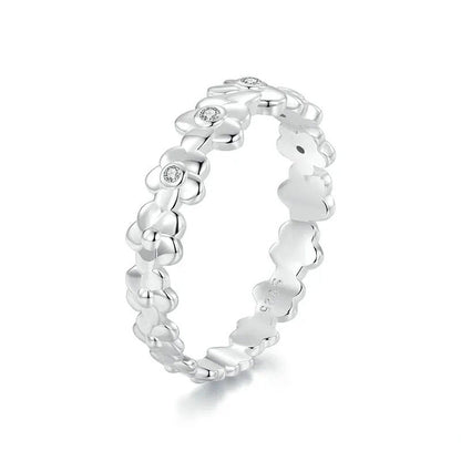 Blumenring mit Zirkonia, Statement-Bandring