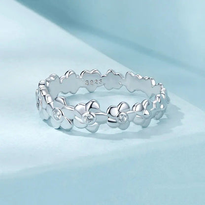 Blumenring mit Zirkonia, Statement-Bandring