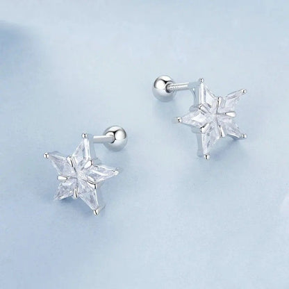 Glänzende Stern-Ohrstecker Platinbeschichtet Zirkonia-Ohrringe