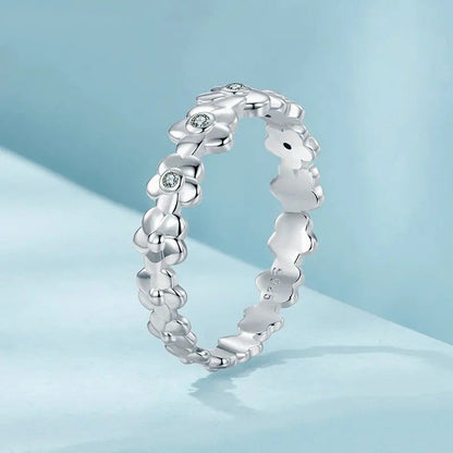Blumenring mit Zirkonia, Statement-Bandring