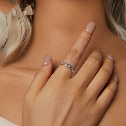 Blumenring mit Zirkonia, Statement-Bandring