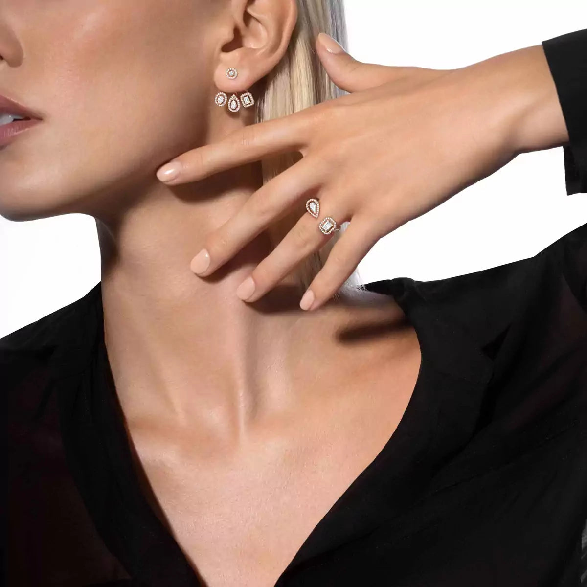 [ Moco ] My Twin Trio  Diamond Earrings