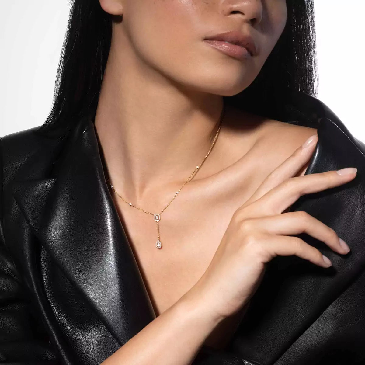 [ Moco ]Gold Diamond Tie Necklace