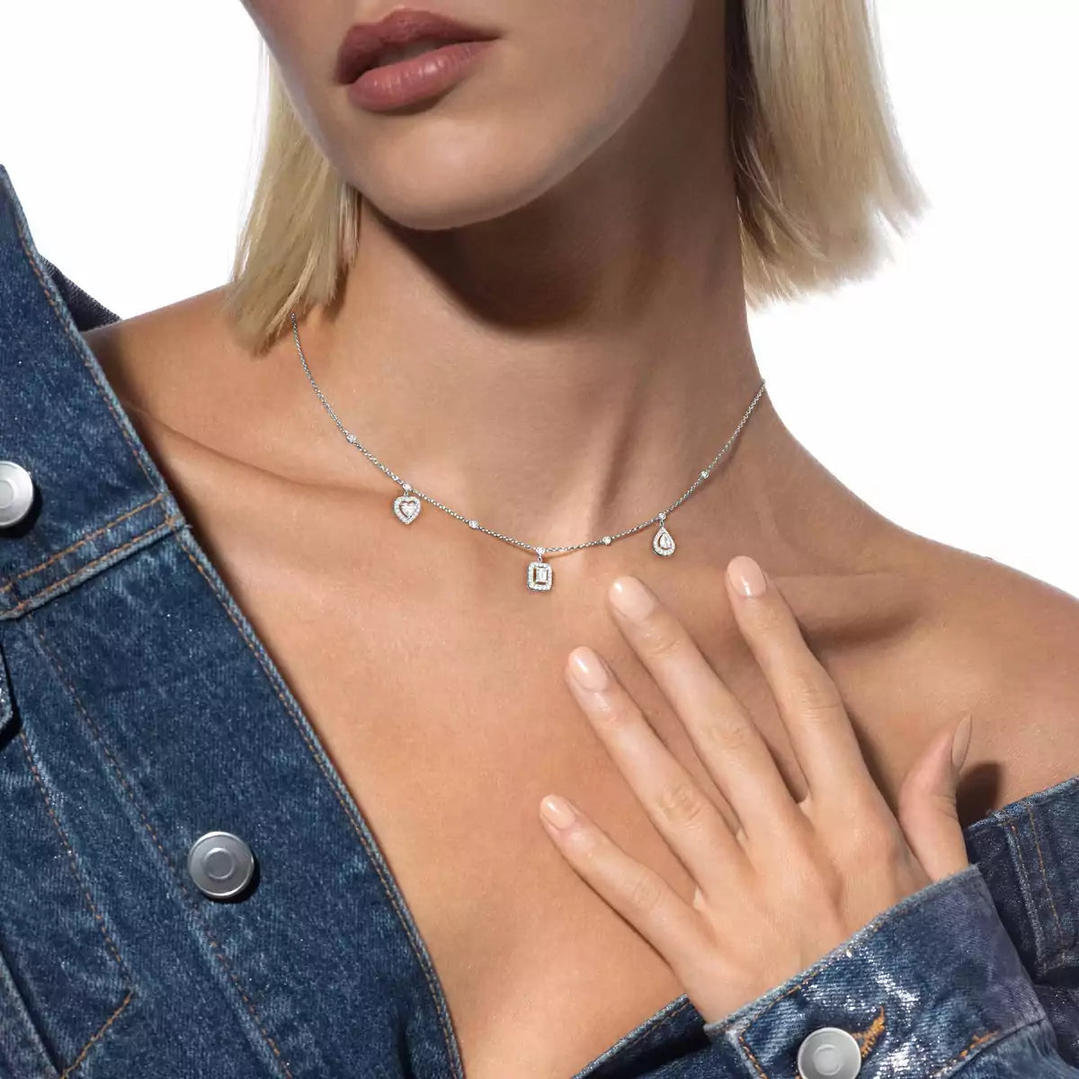 [ Moco ]My Twin Diamond Necklace in Silver